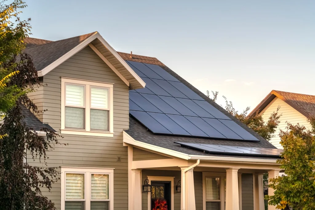 solar panels on a home roof